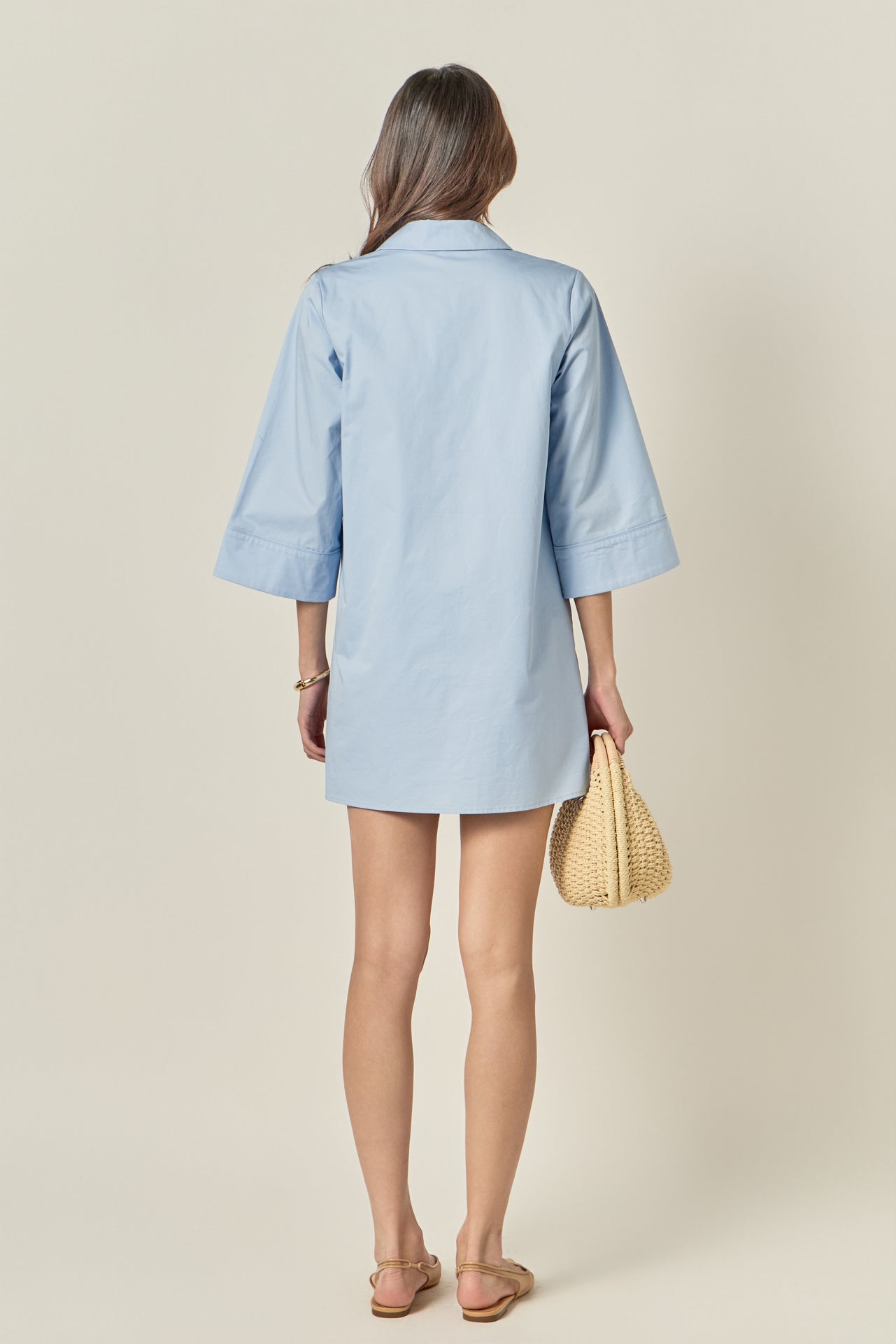 Appliqued Striped Shirt Mini Dress