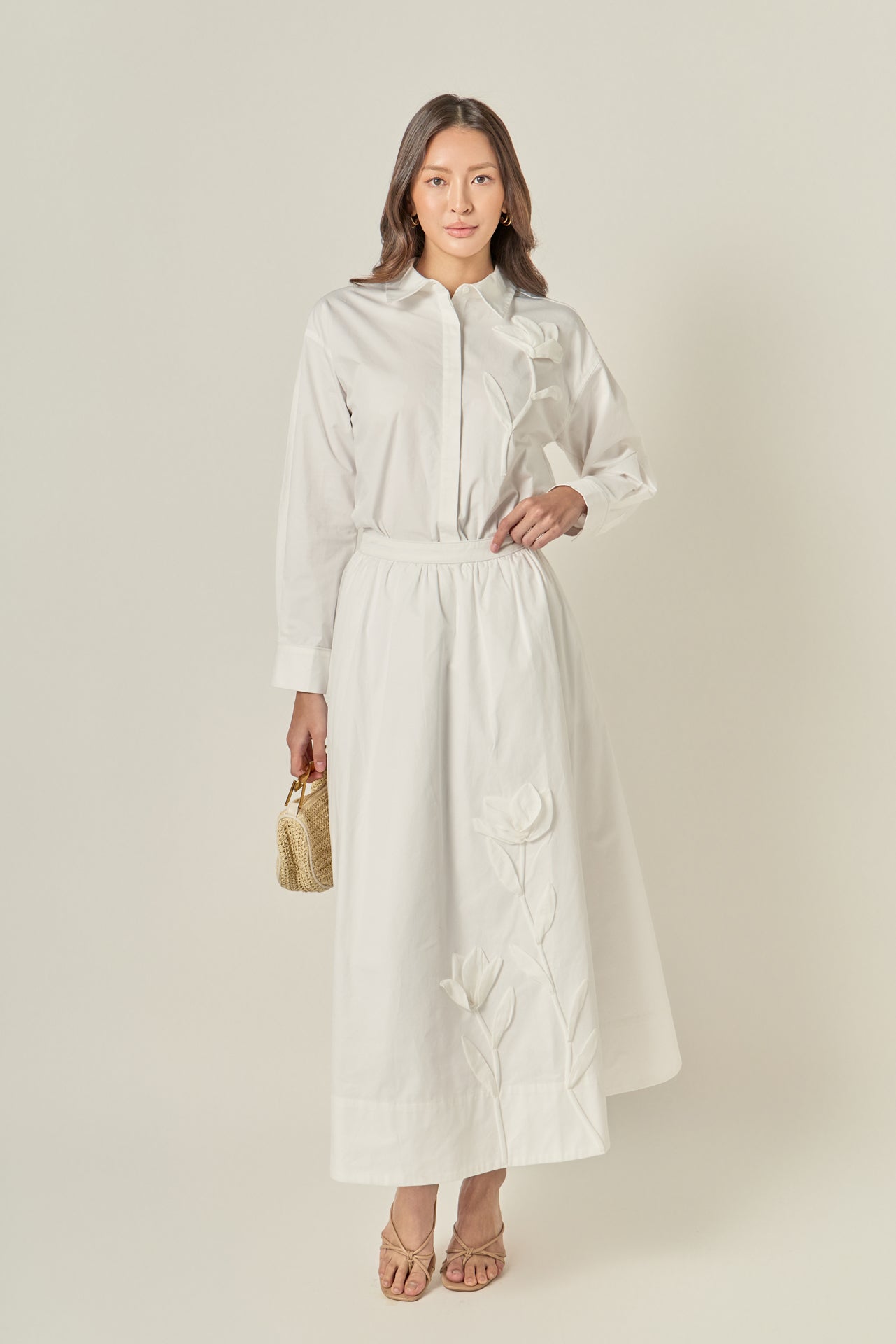 Appliqued Accent Midi Skirt