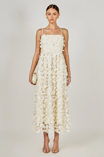 3D Floral Sleeveless Midi Dress