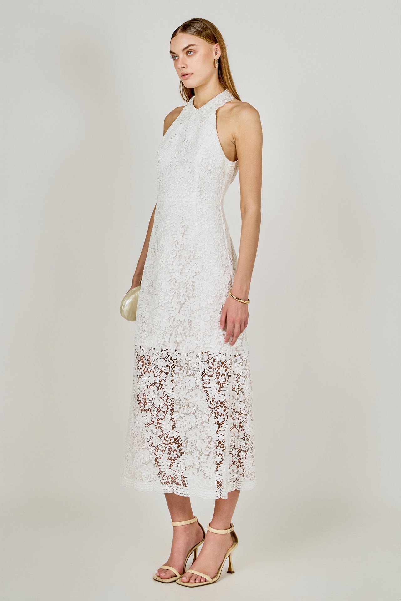 Lace Halter Maxi Dress