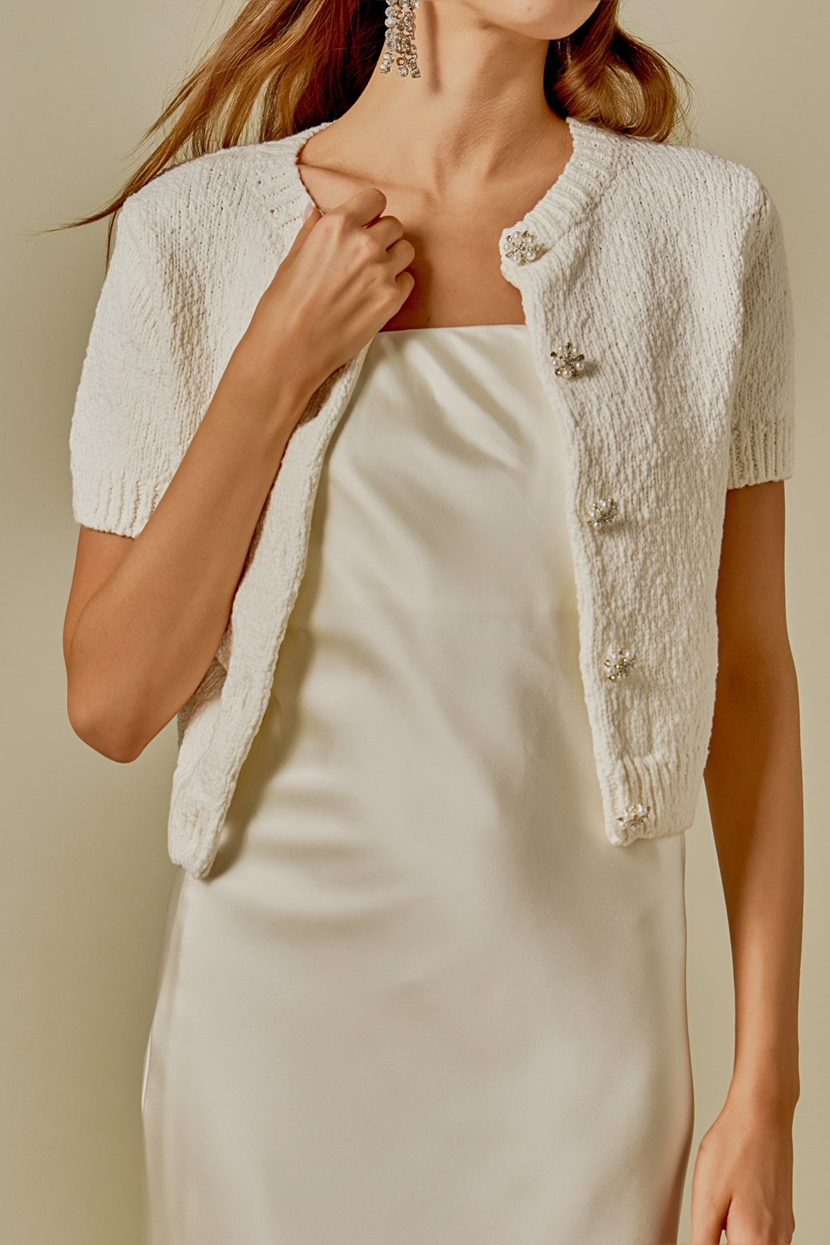 Collared Knit Short Sleeve Jacket