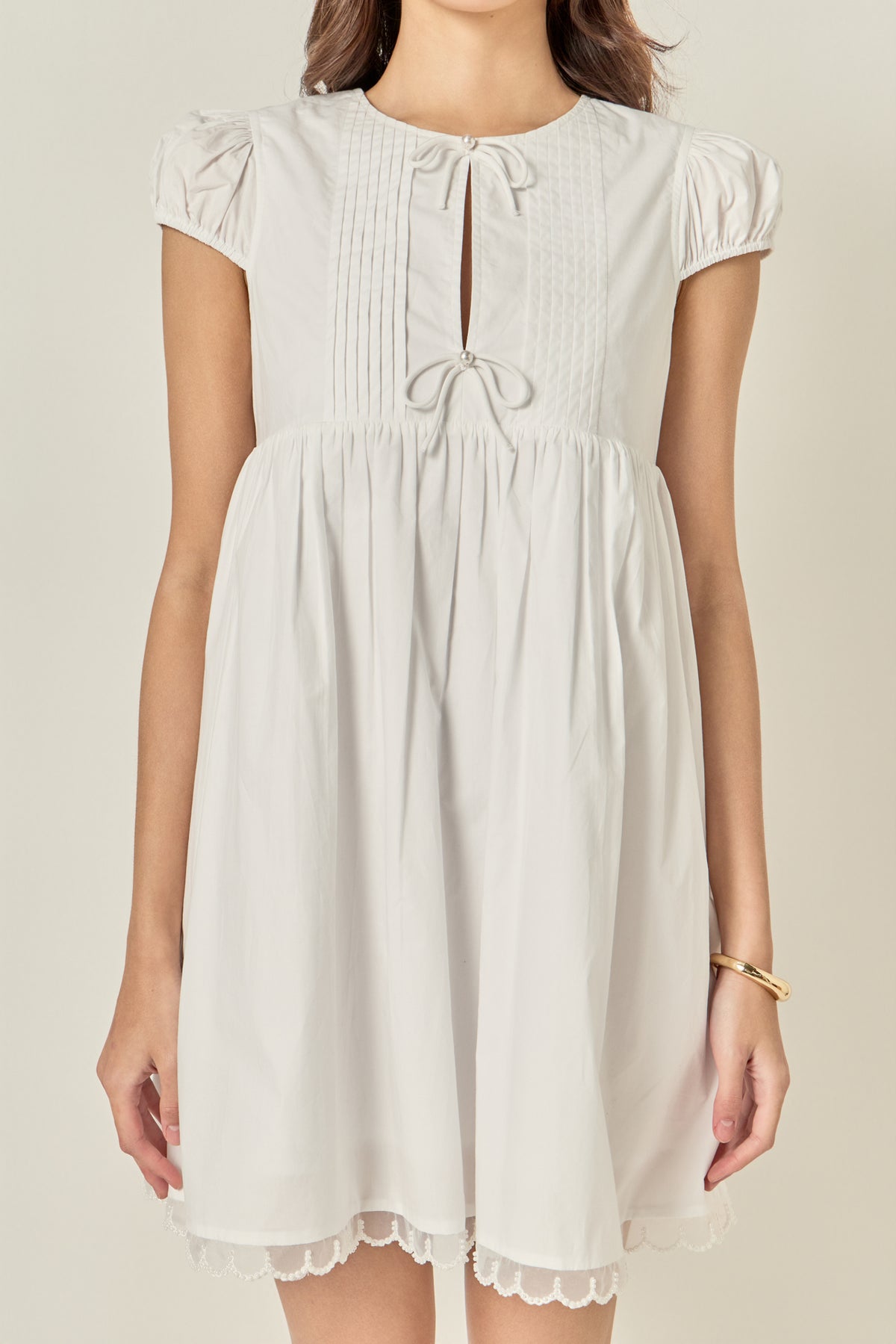 Pearl Scallop Babydoll Mini Dress