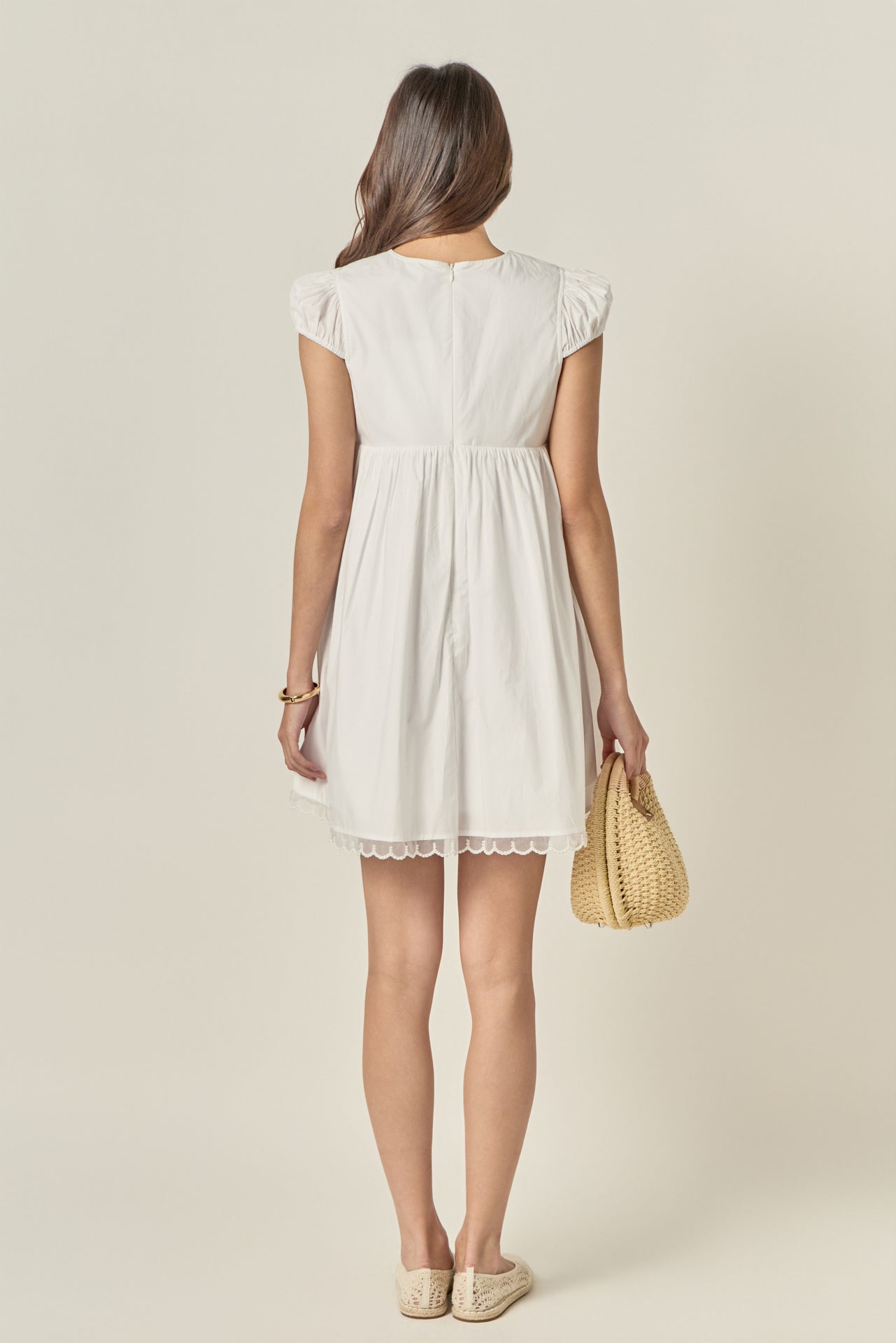 Pearl Scallop Babydoll Mini Dress