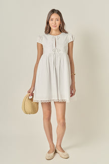 Pearl Scallop Babydoll Mini Dress