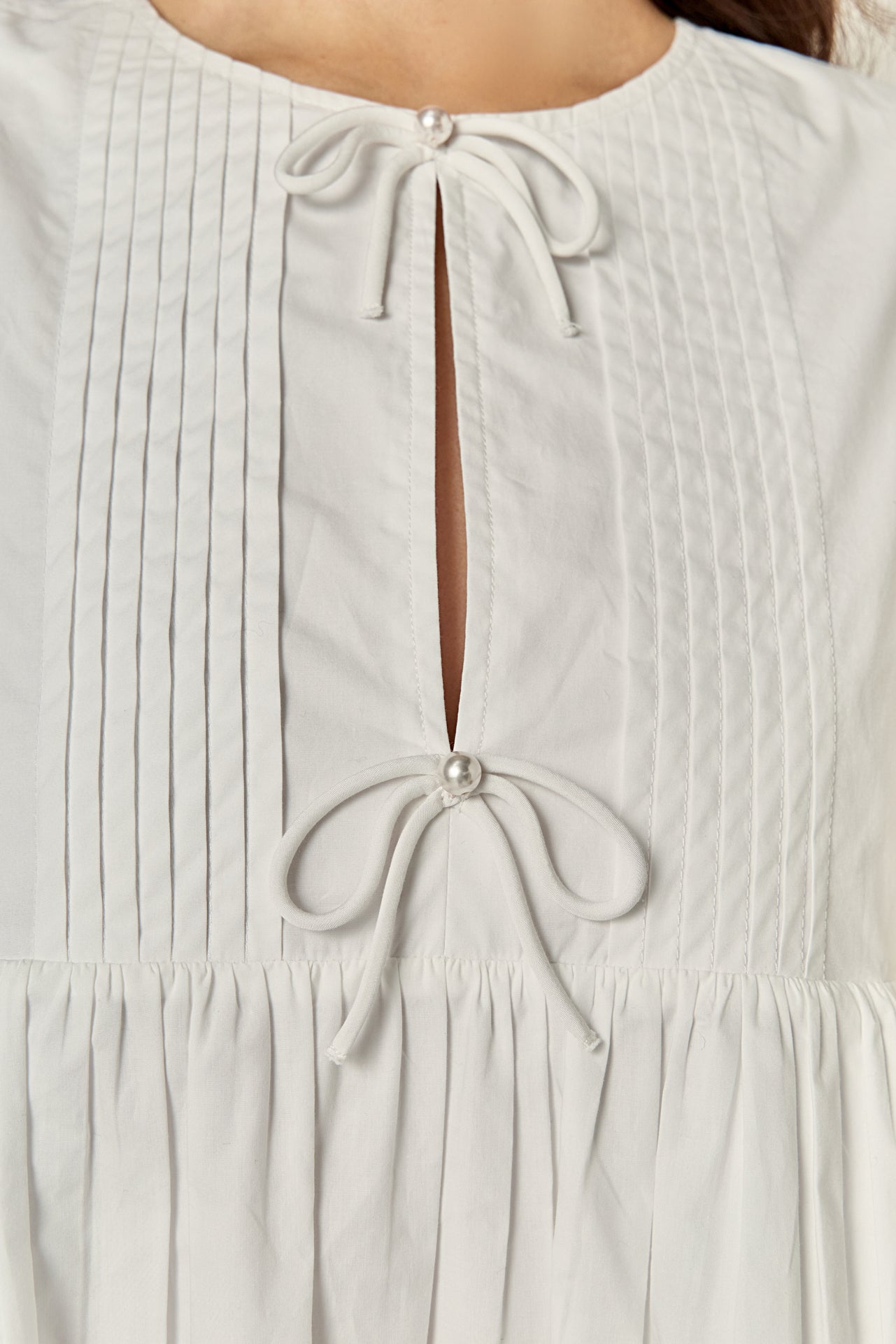 Pearl Scallop Babydoll Mini Dress