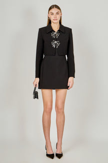 Rhinestone Bow Cropped Jacket