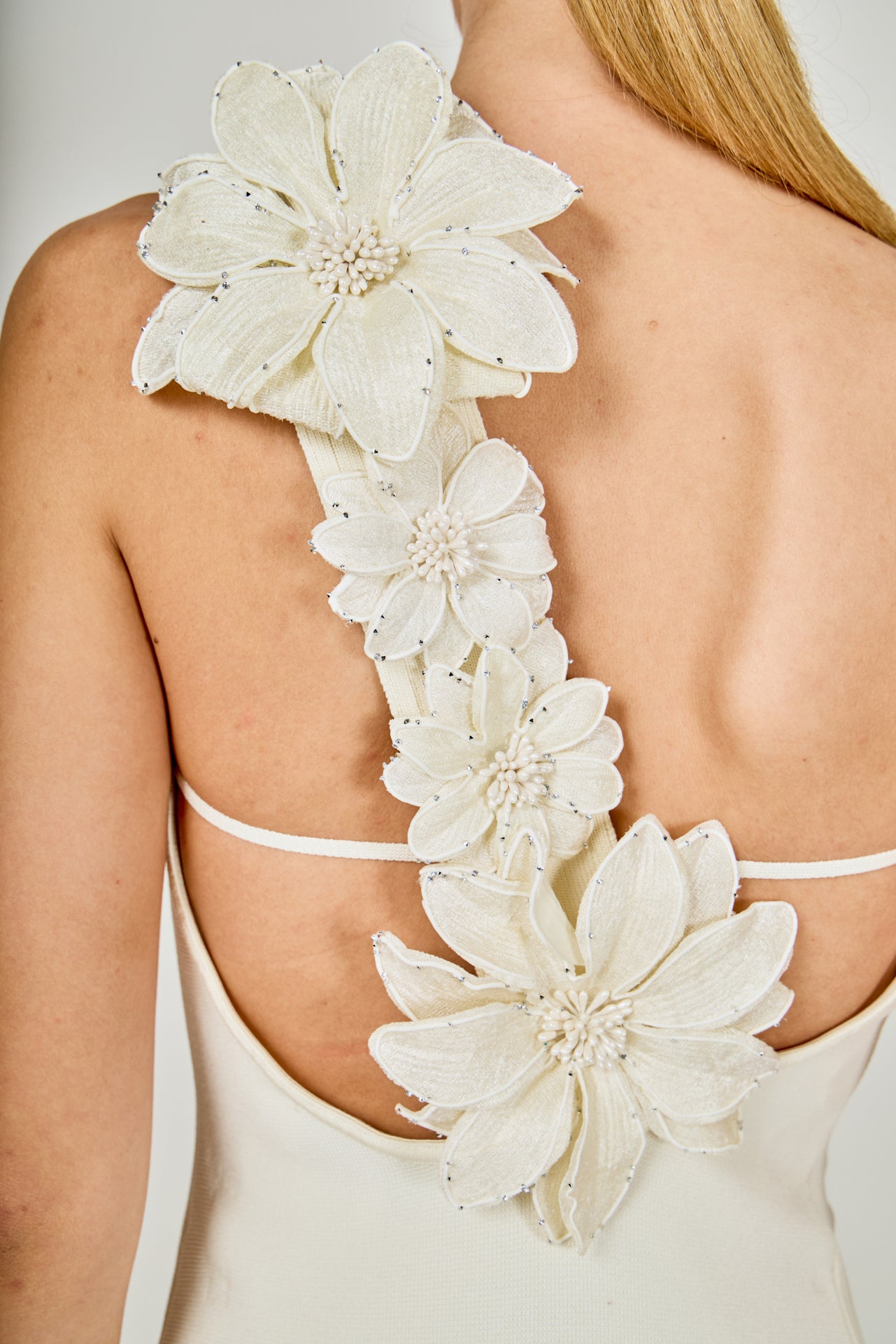 Flower Detail One Shoulder Knit Maxi Dress