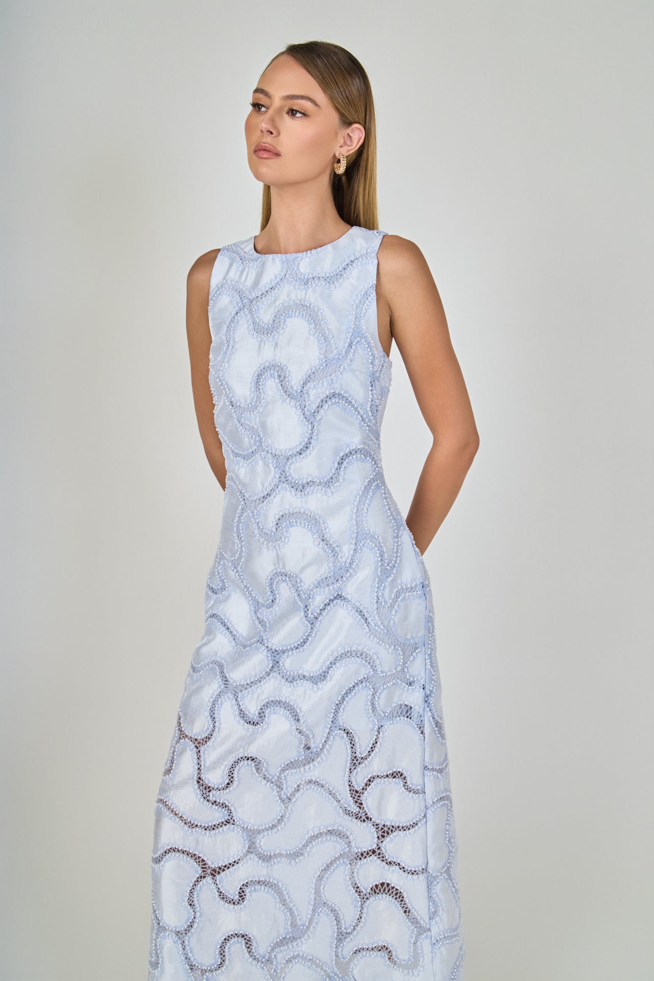 Beaded Embellishment Midi Dress