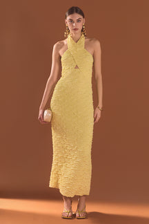 Stretchy Halter Neck Midi Dress