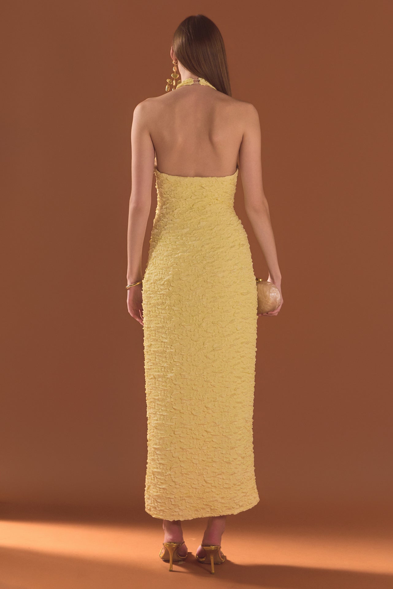 Stretchy Halter Neck Midi Dress