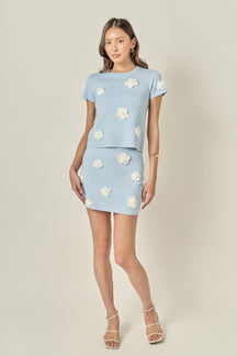 3D Flower Knit Skirt