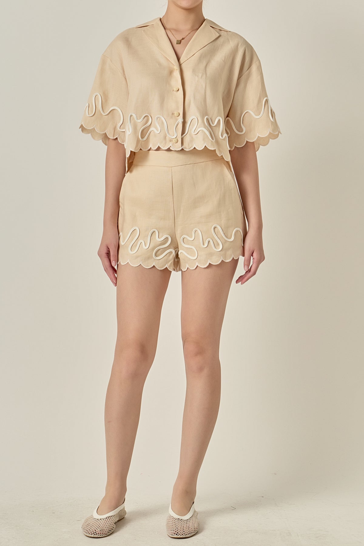 Wavy Embroidered Shorts