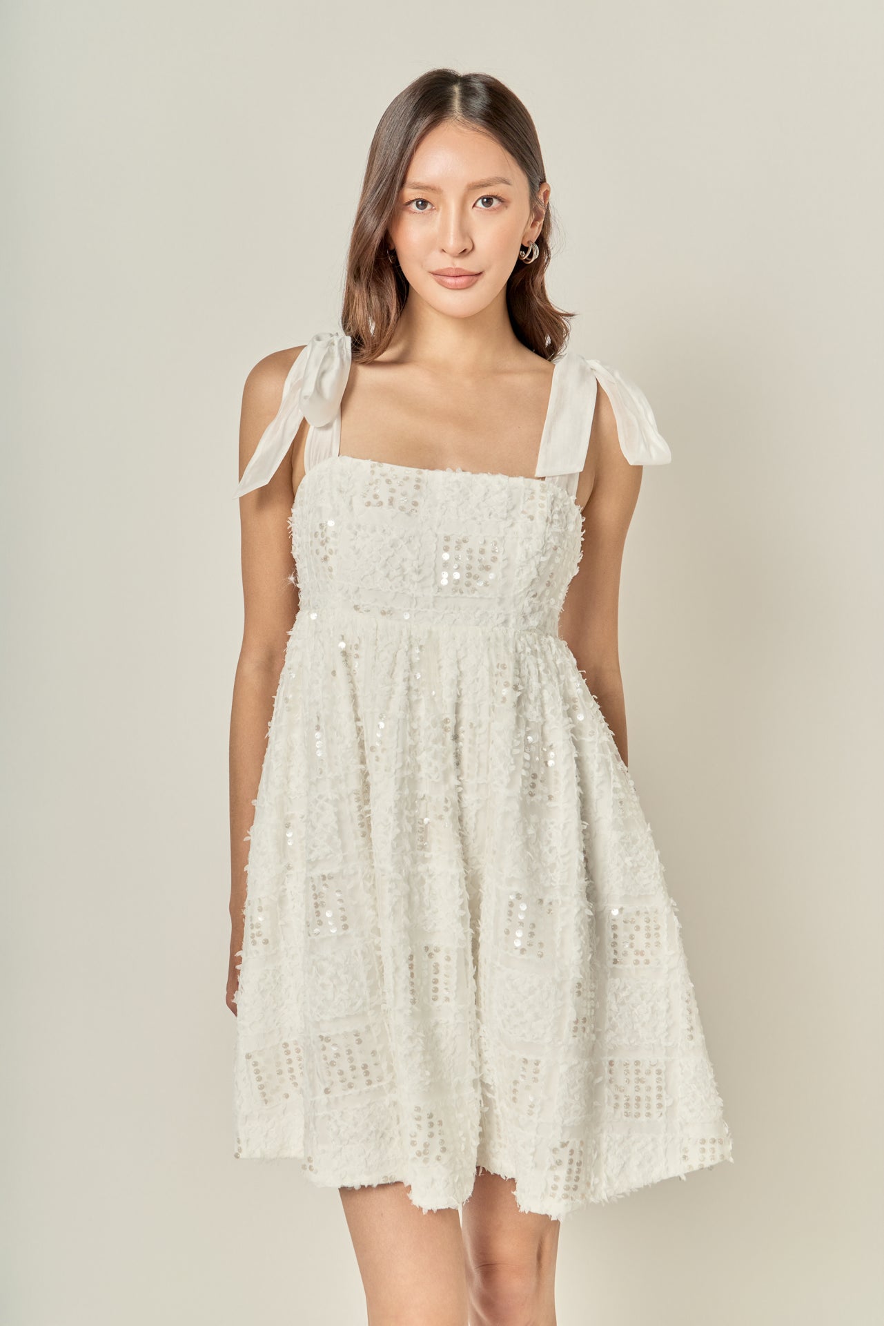 Sequins Bow Mini Dress