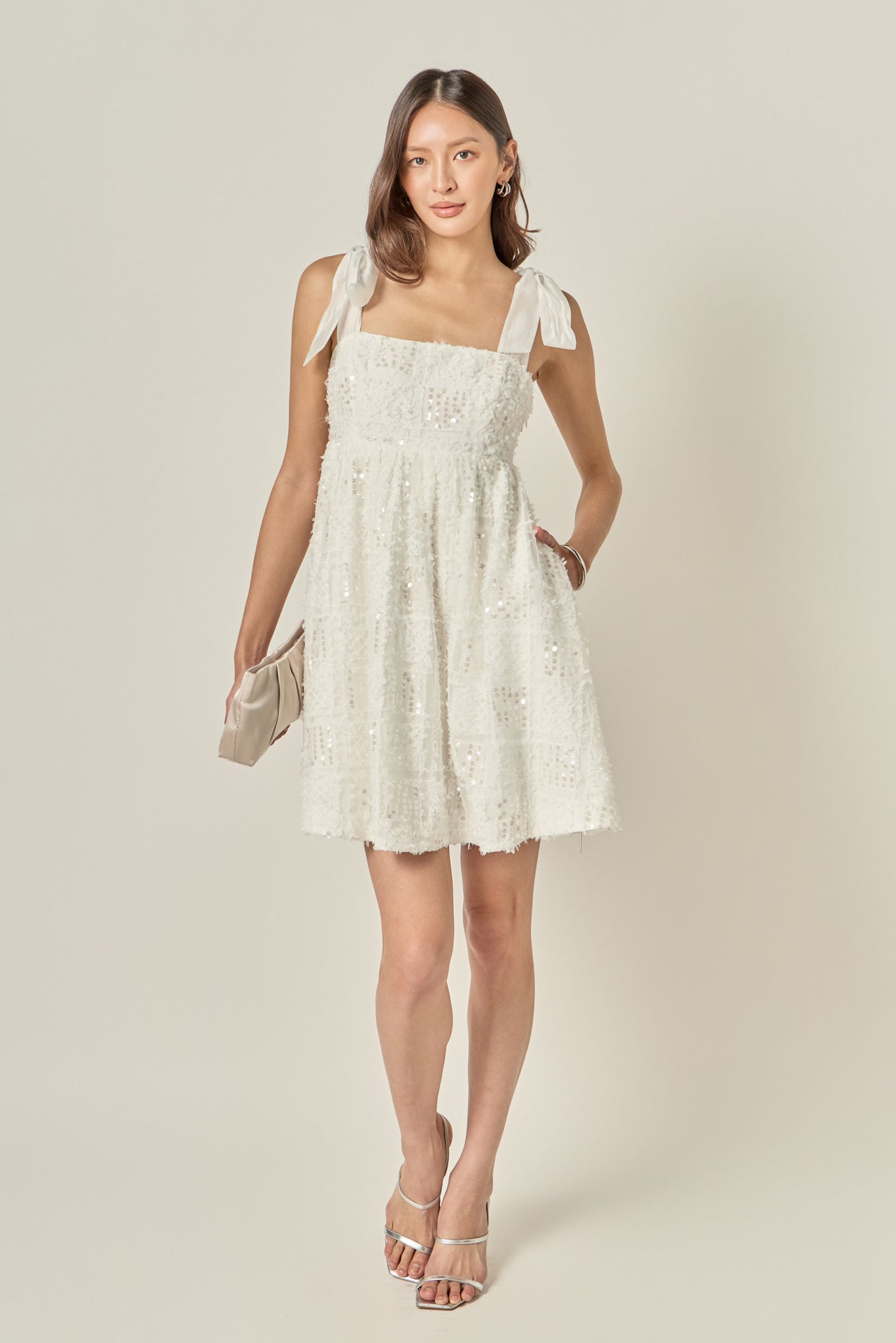 Sequins Bow Mini Dress