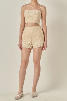 Wavy Embroidered Bandeau Top