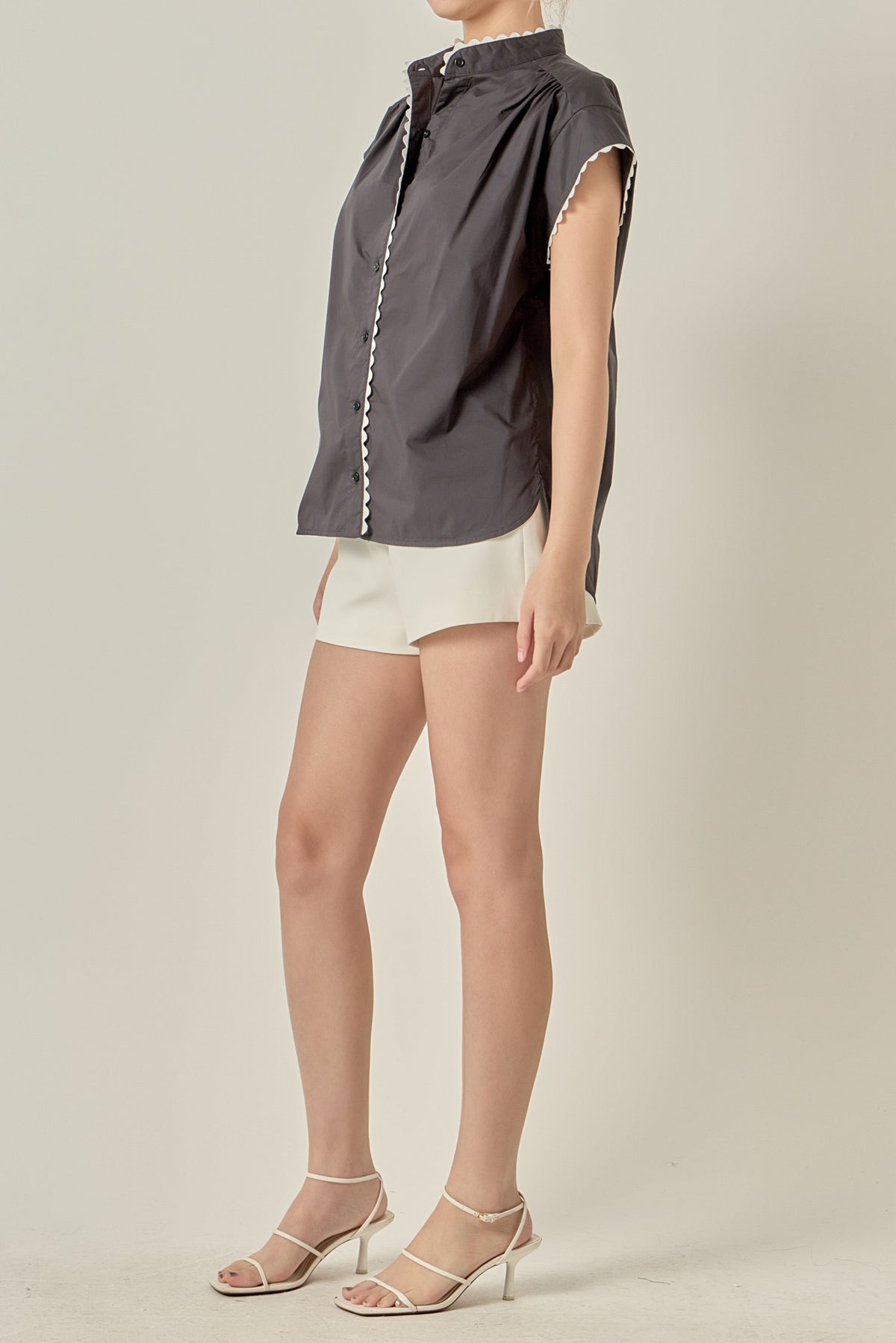 Contrast Scallop Trim Ric Rac Short Sleeve