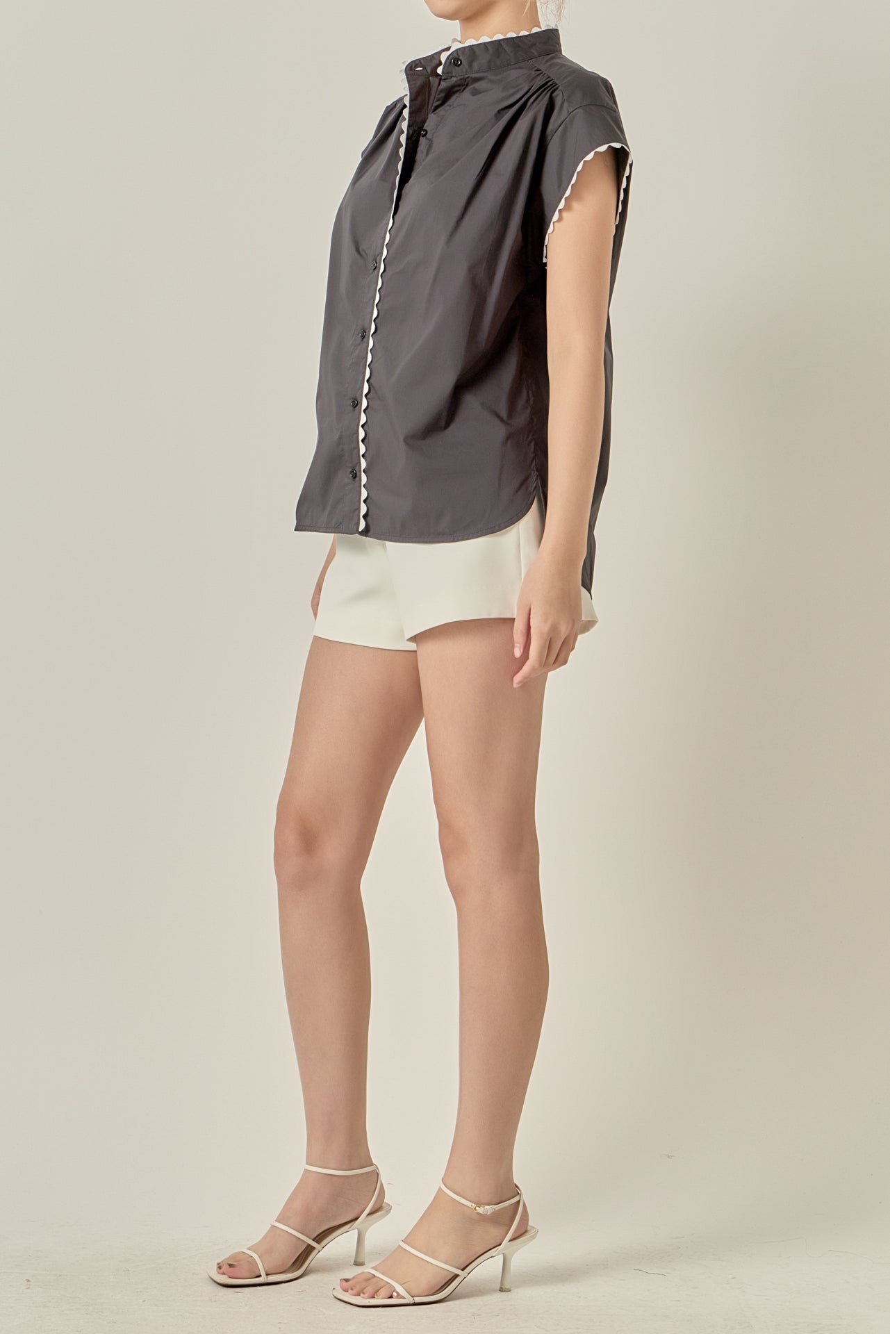 Contrast Scallop Trim Ric Rac Short Sleeve