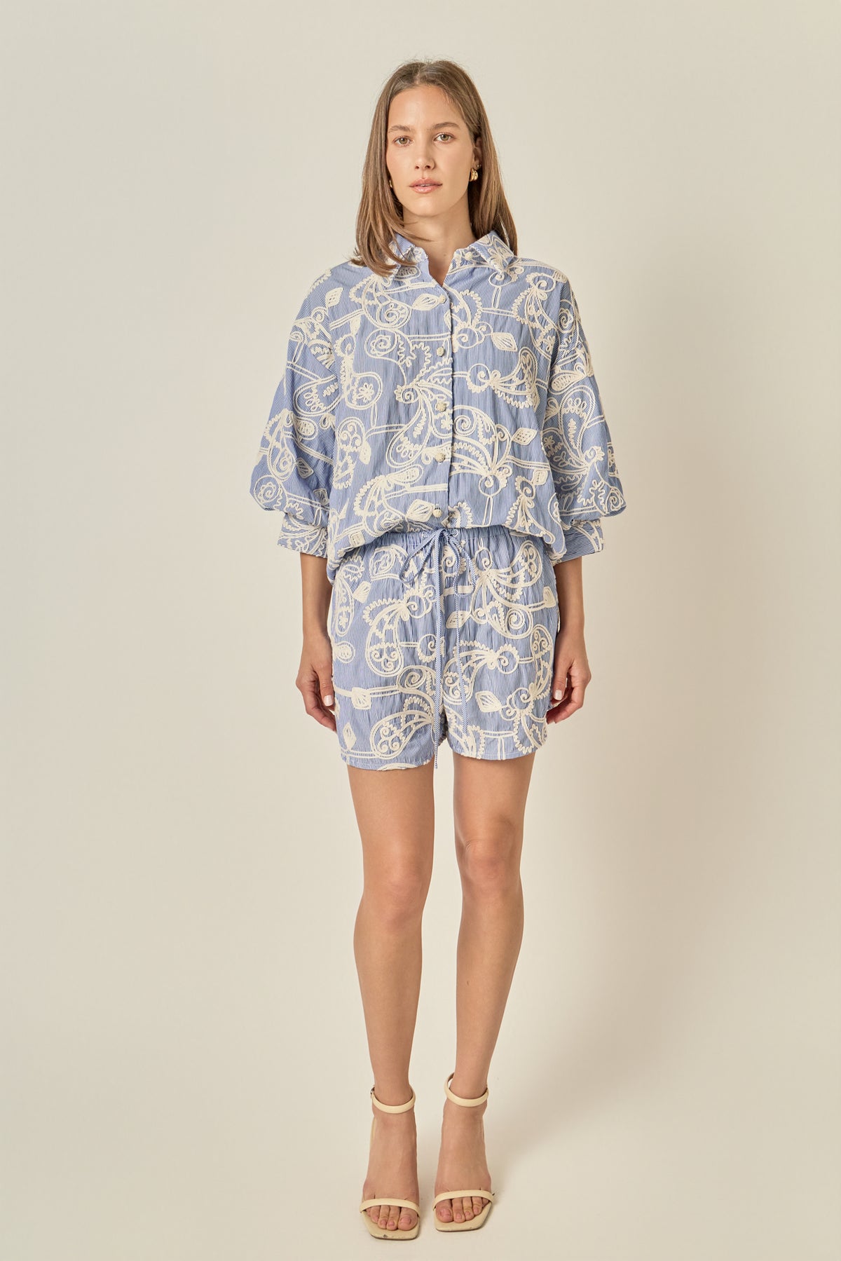 Embroidered Volume Sleeve Shirt