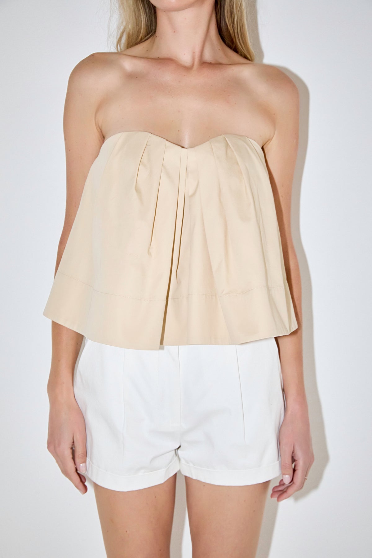 Strapless Pintuck Detail Top