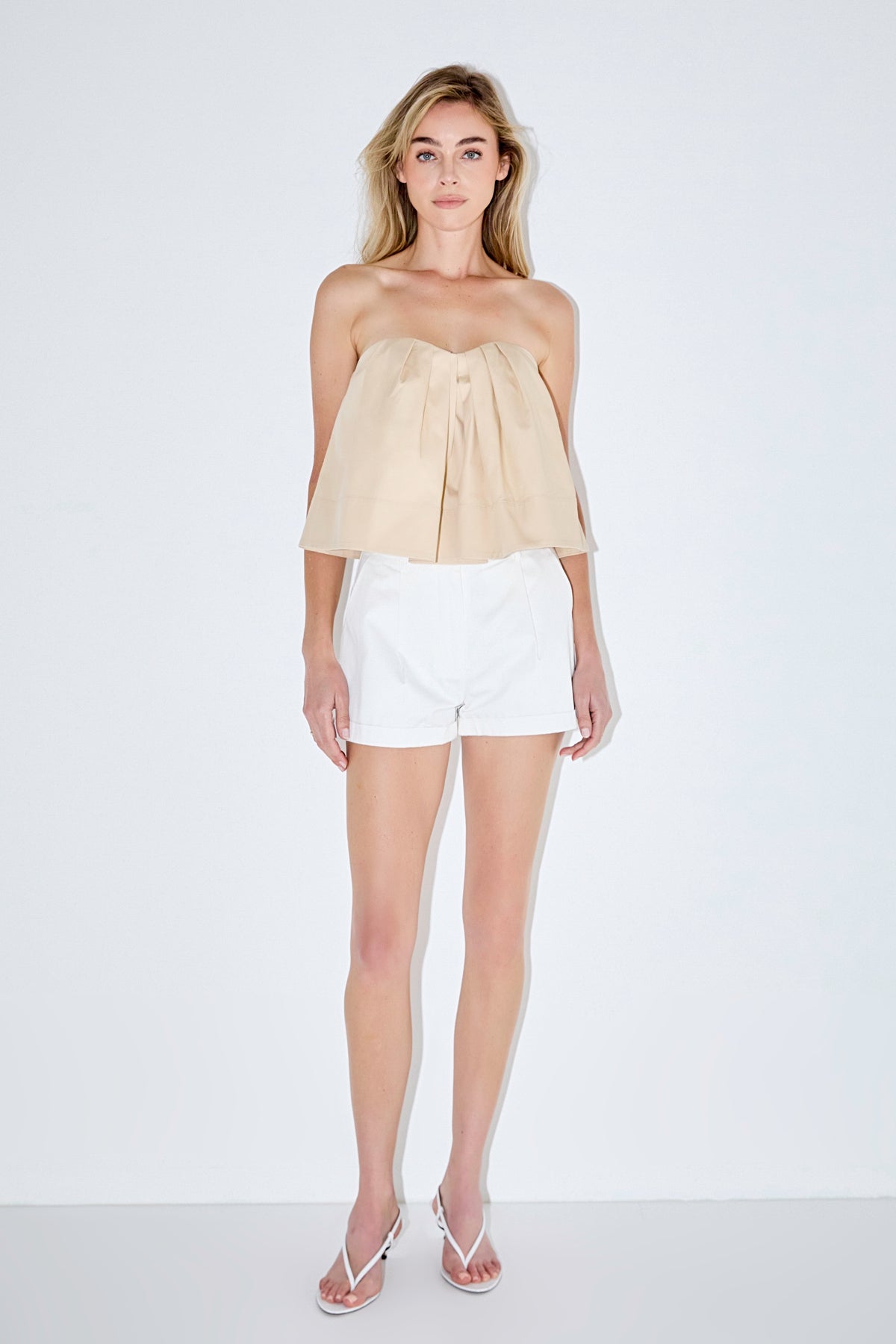 Strapless Pintuck Detail Top