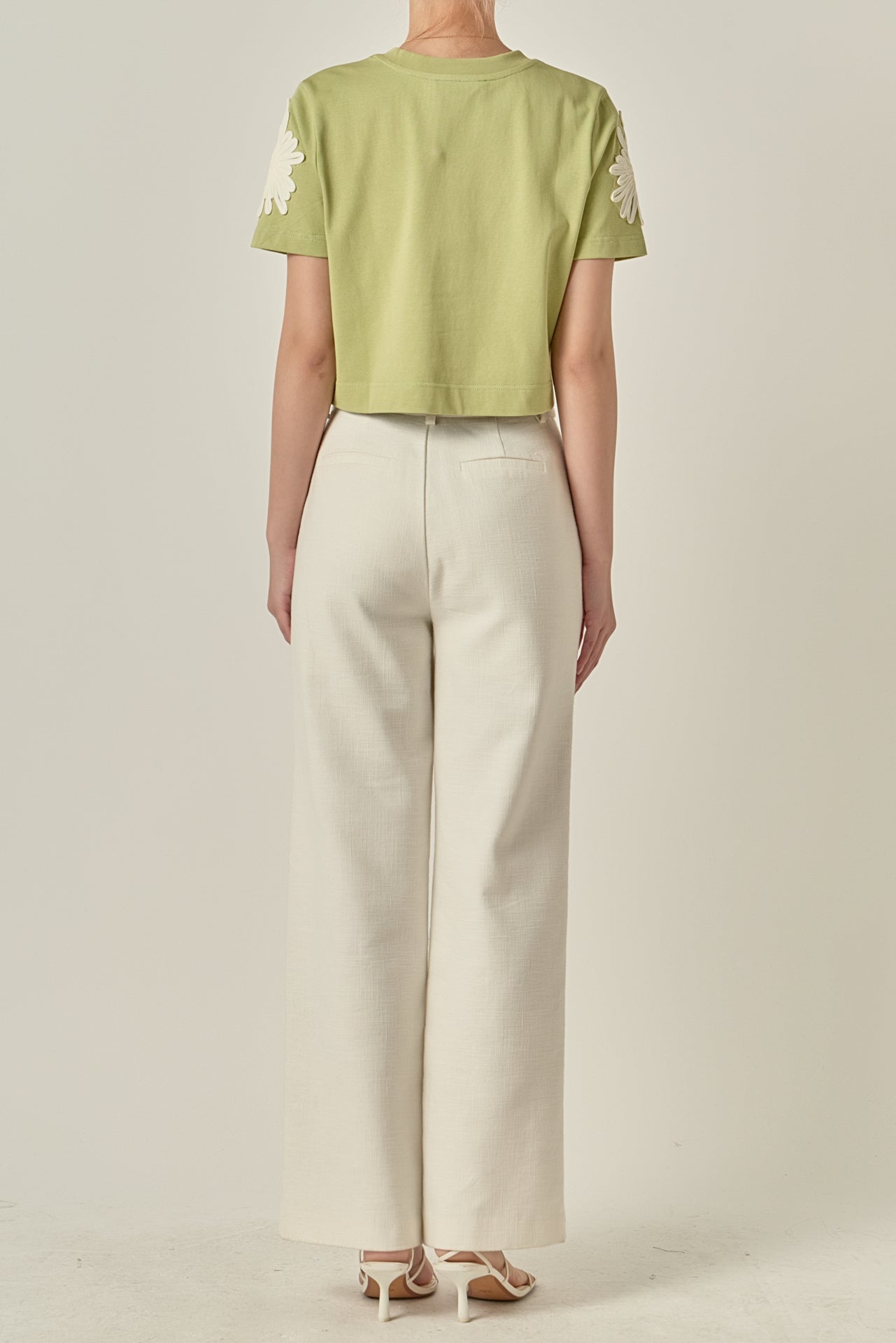 Cropped T-Shirt With Flower Details