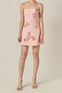 Sequins Flower Strapless Mini Dress