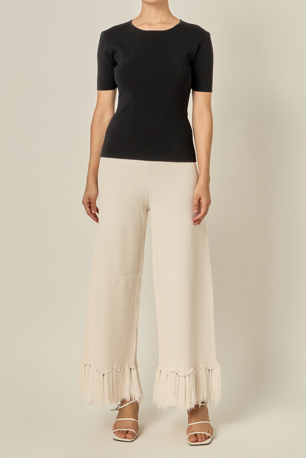 Fringe Detailed Sleeveless Knit Pants