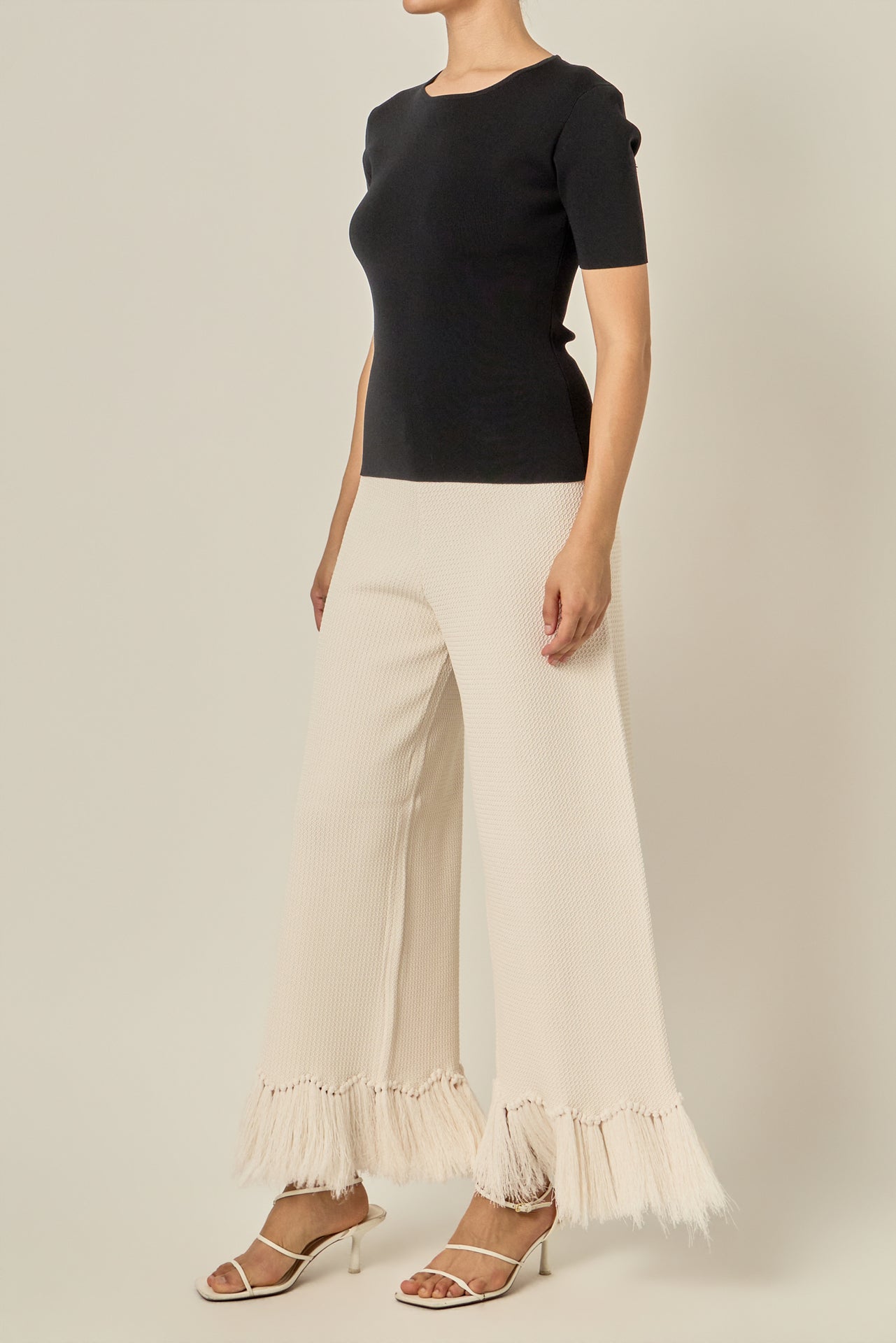 Fringe Detailed Sleeveless Knit Pants