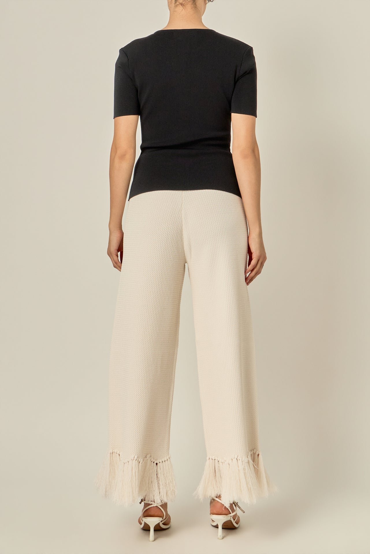 Fringe Detailed Sleeveless Knit Pants