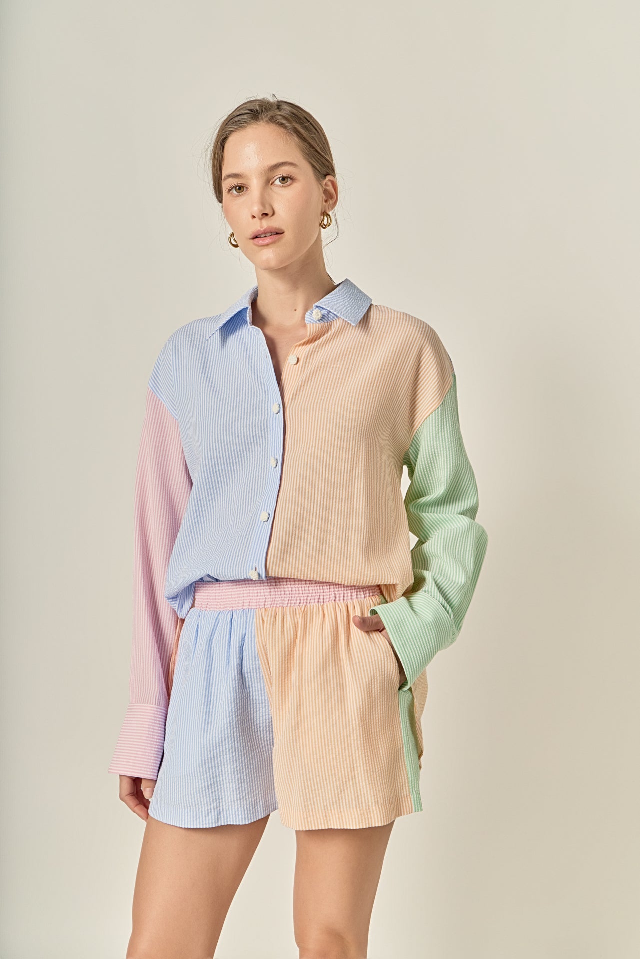 Color Block Stripe Shirt