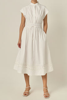 Ric Rac Detailed Short Sleeve Midi Dress