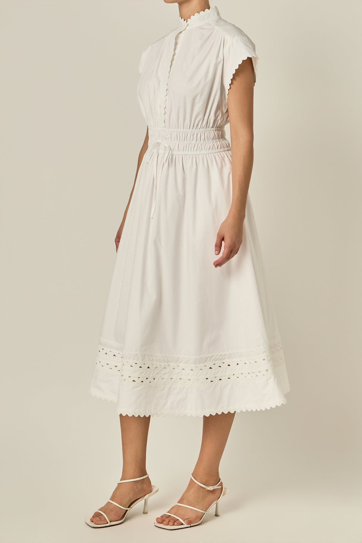 Ric Rac Detailed Short Sleeve Midi Dress
