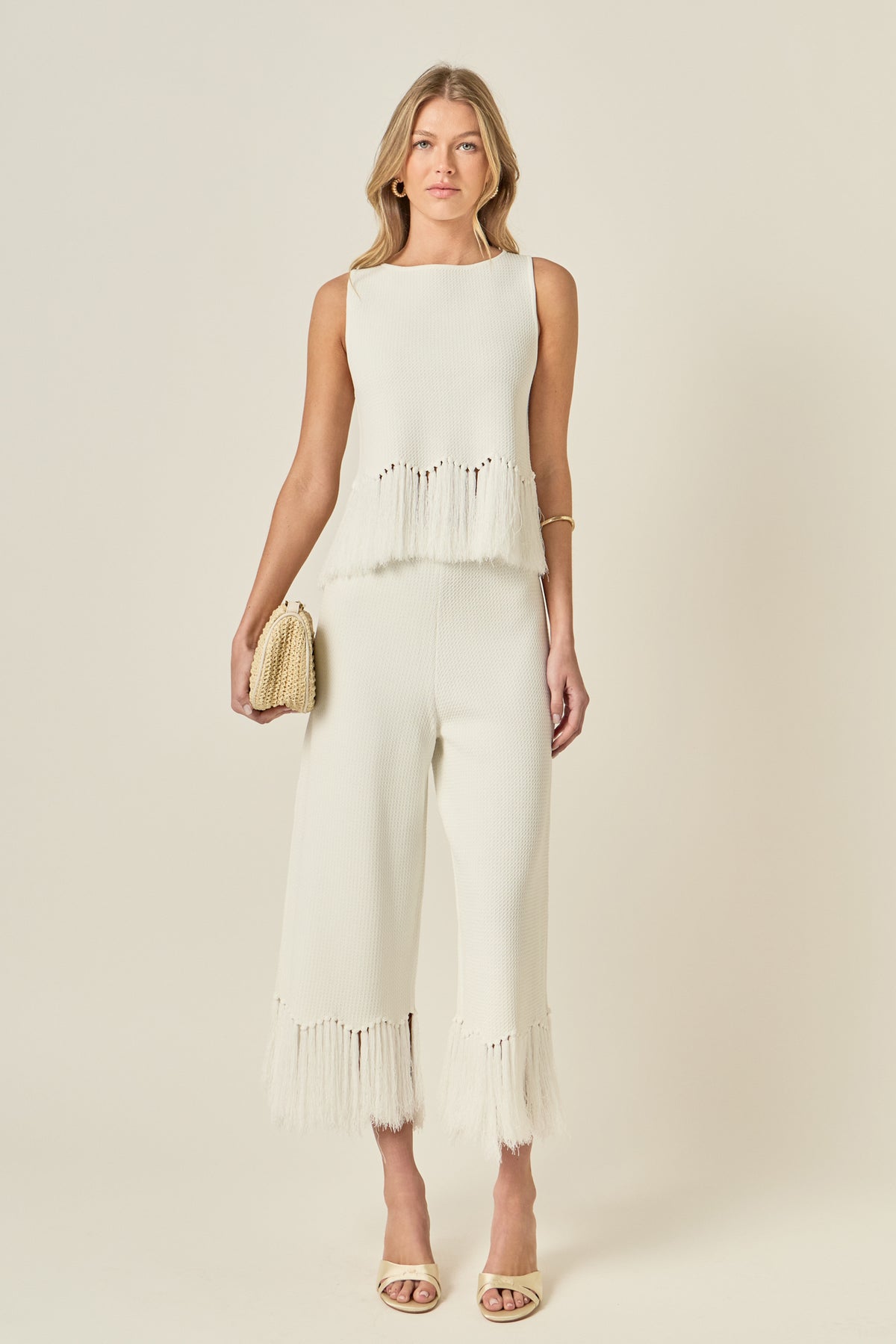 Fringe Detailed Sleeveless Knit Top