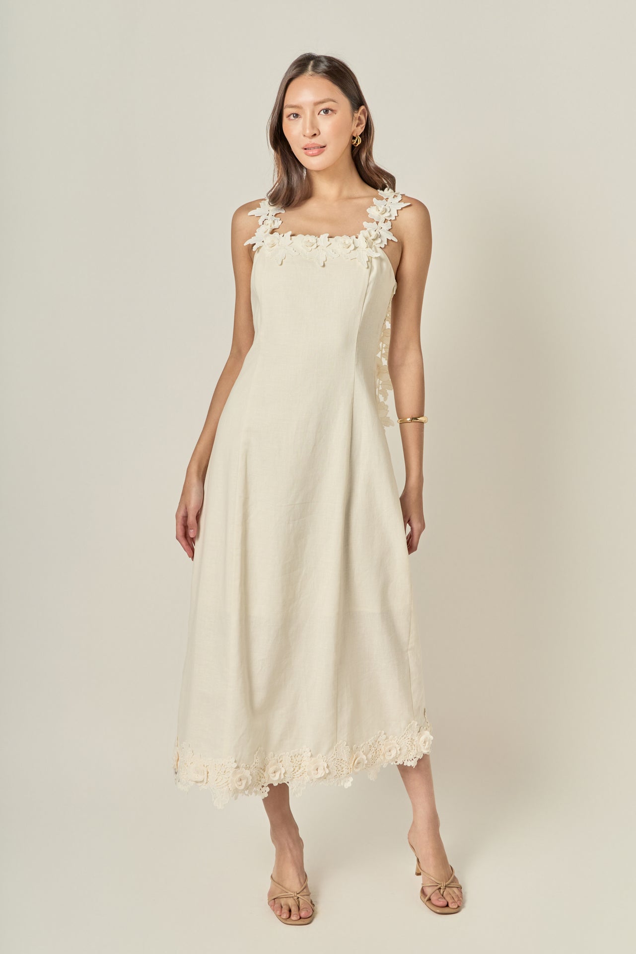 Flower Strap Detail Midi Dress