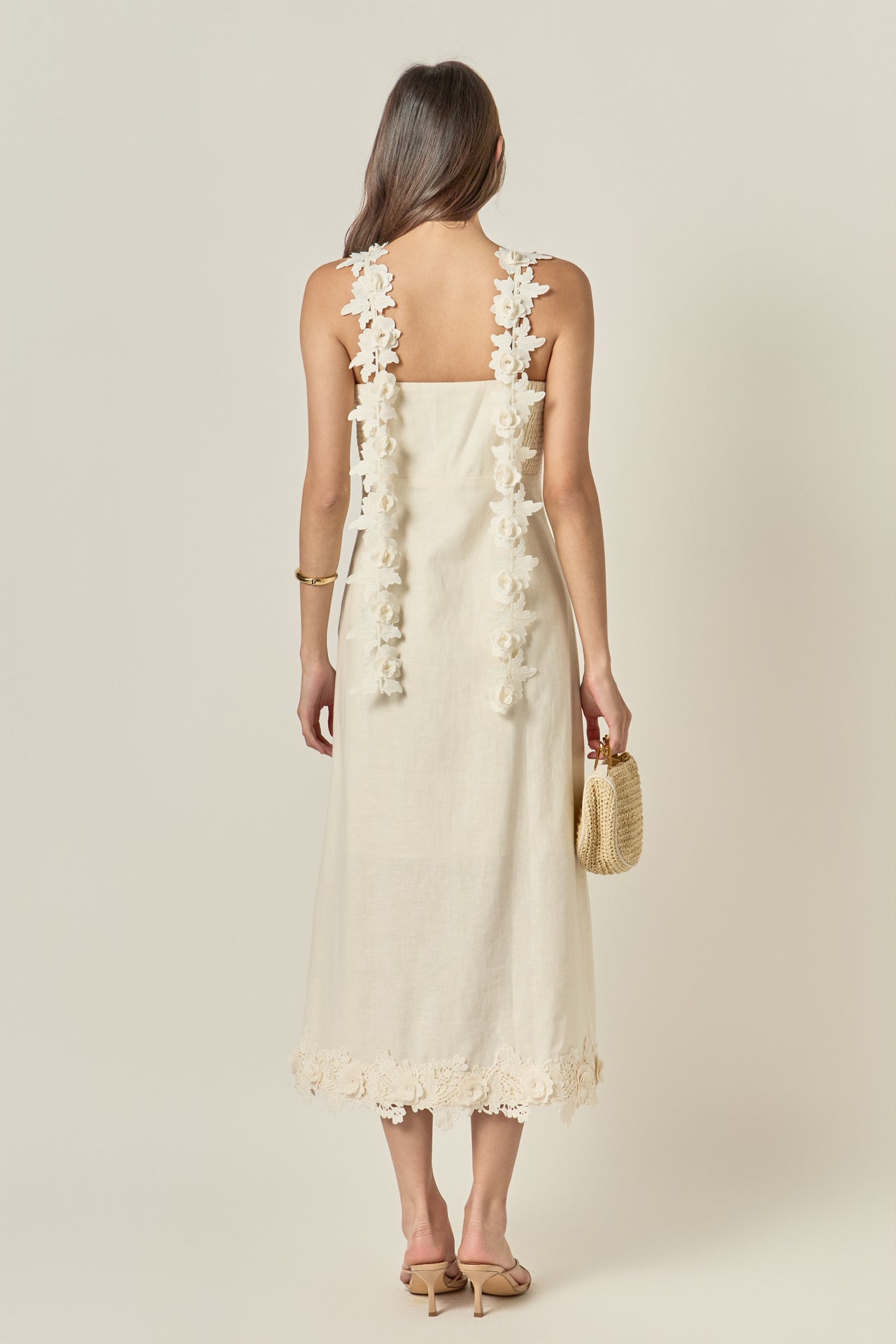 Flower Strap Detail Midi Dress