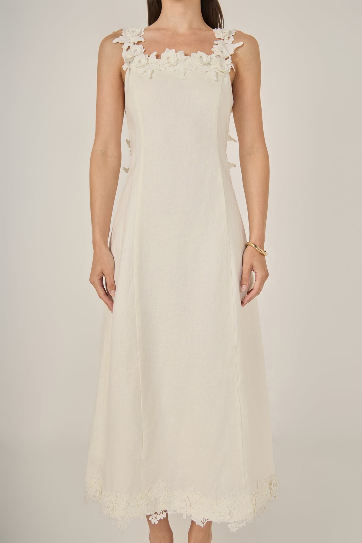 Flower Strap Detail Midi Dress