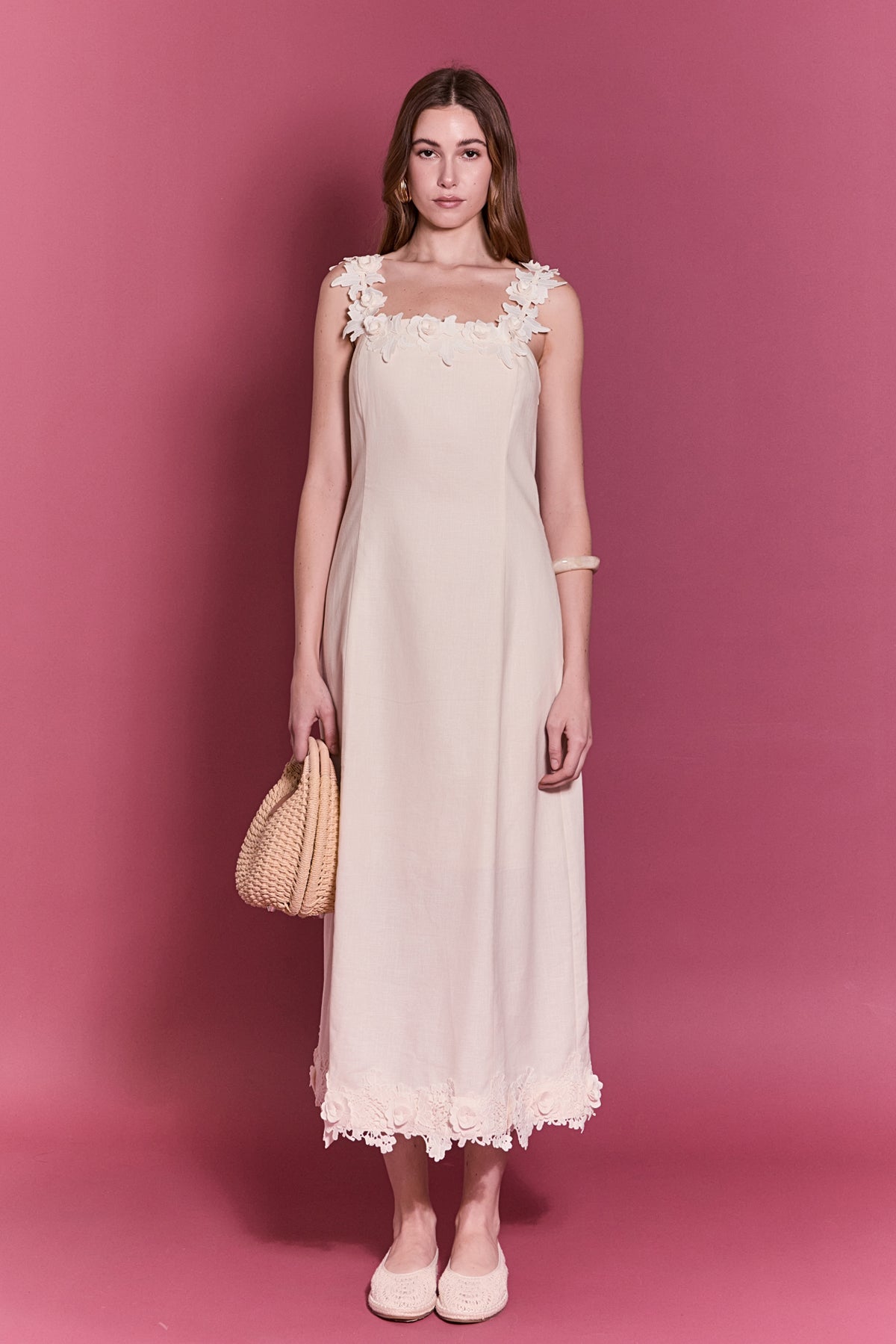 Flower Strap Detail Midi Dress