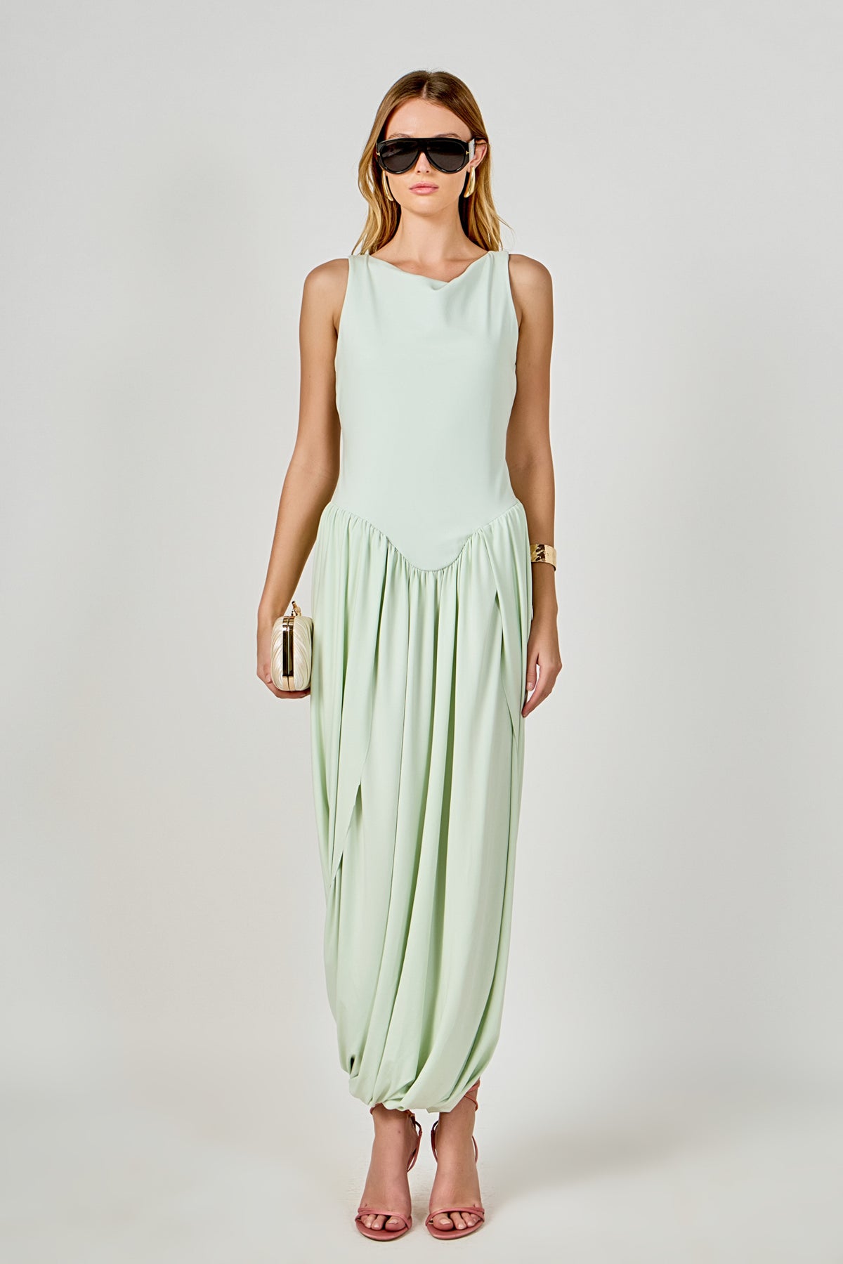 Contrast Flowy Maxi Dress