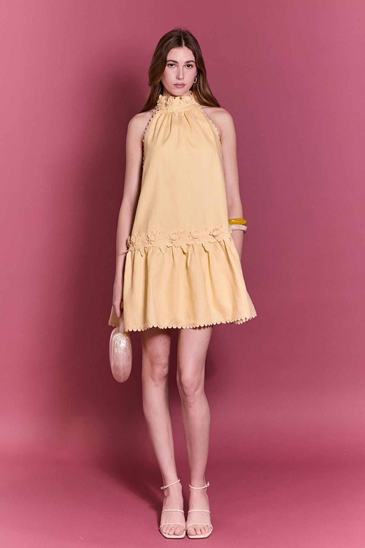Halter Flower Detail Mini Dress