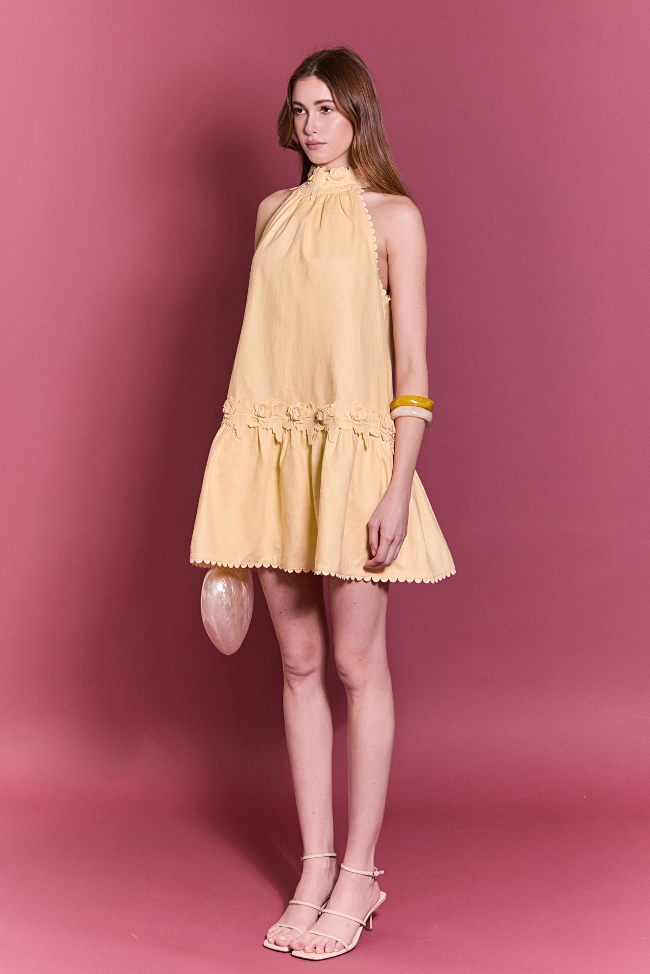 Halter Flower Detail Mini Dress