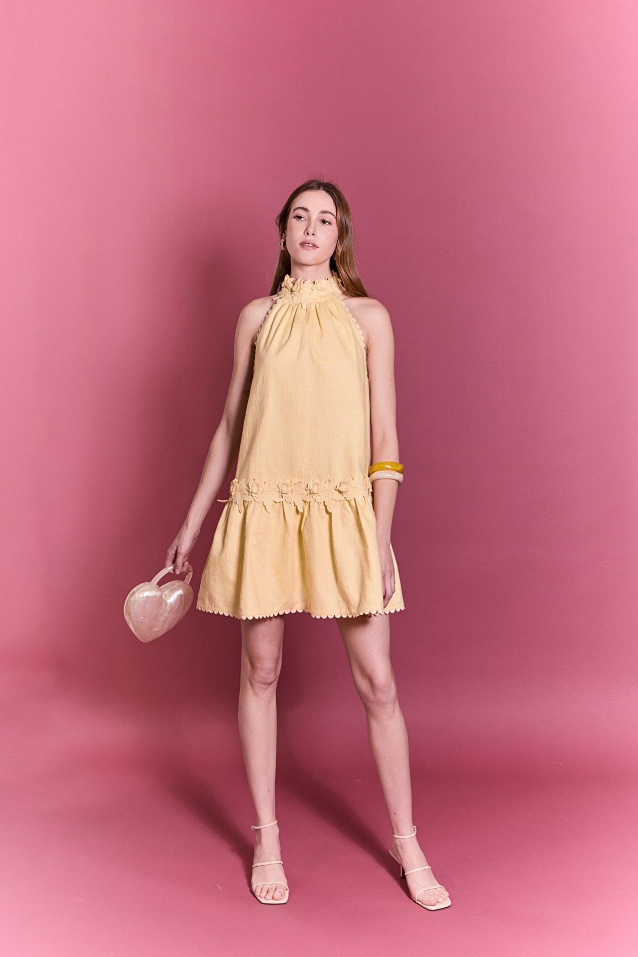 Halter Flower Detail Mini Dress