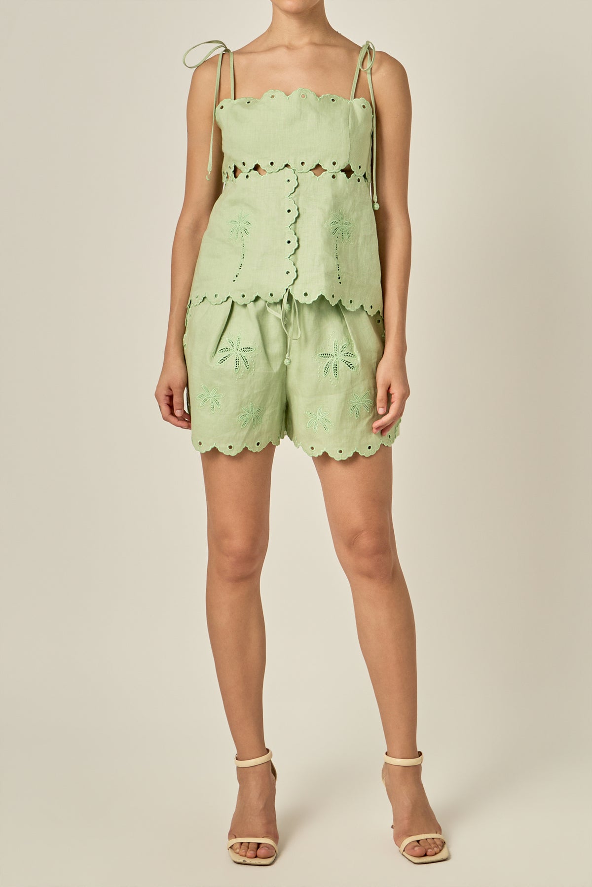 Palm Tree Embroidered Shorts