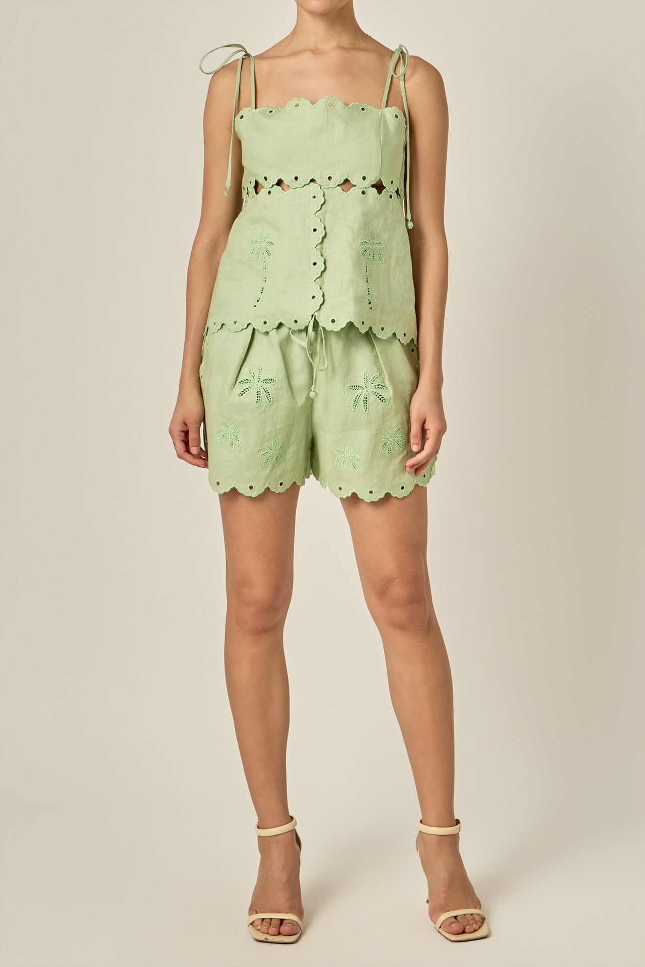 Palm Tree Embroidered Top