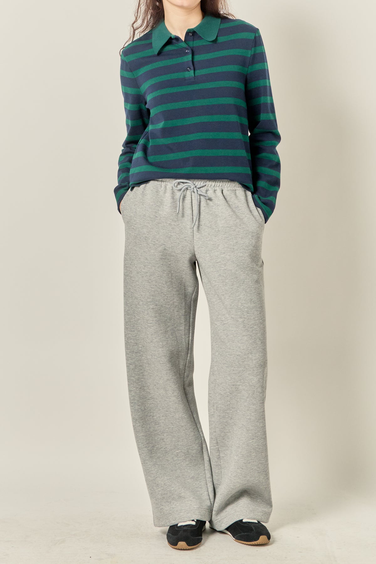 Striped Polo Knit Top