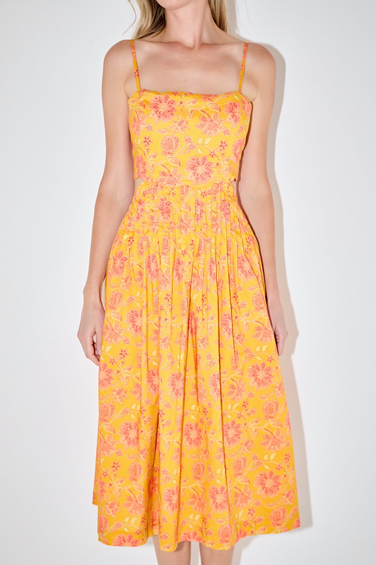 Print Scallop Midi Dress