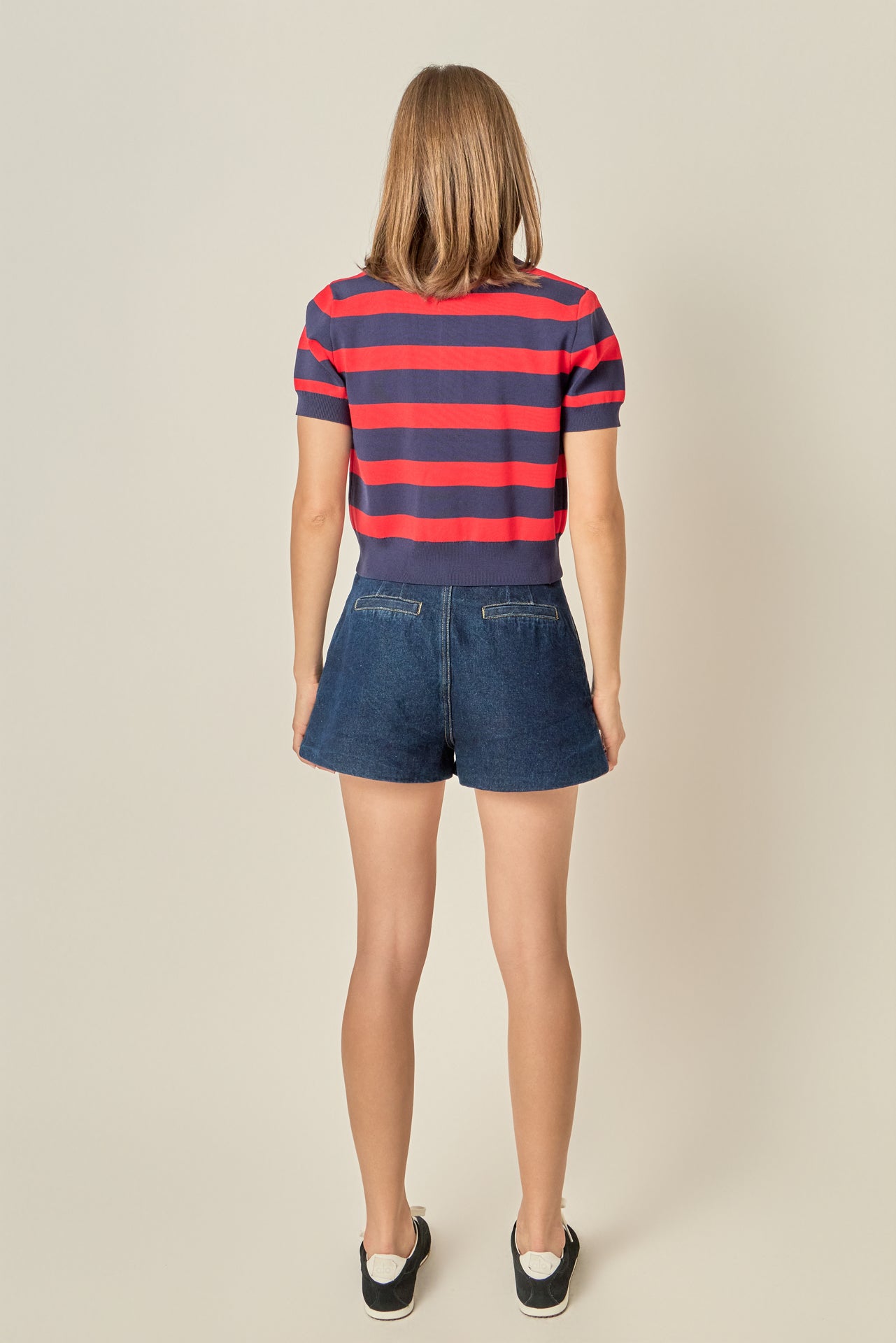 Striped Polo Knit Top