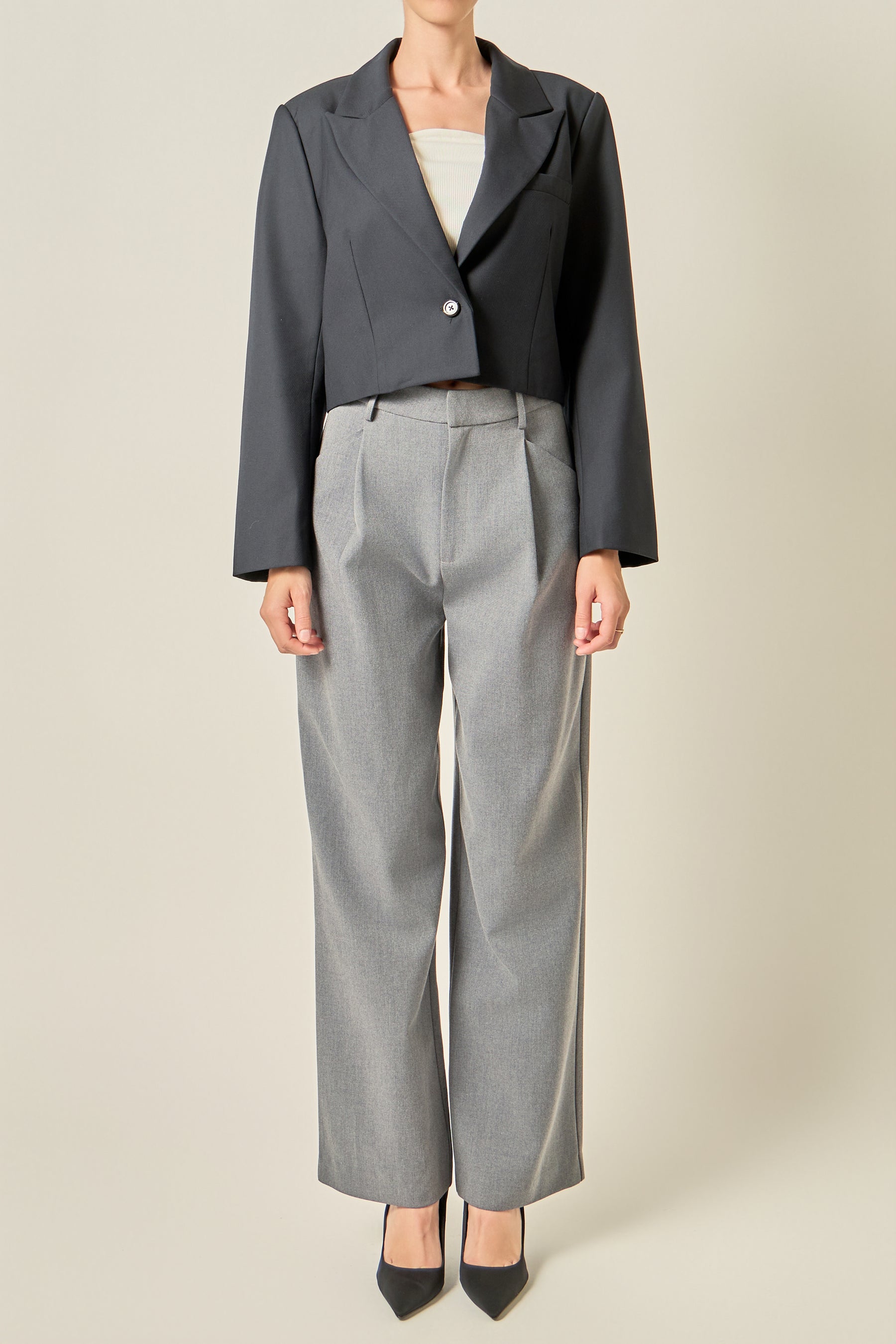 Cropped Single-Breasted Blazer