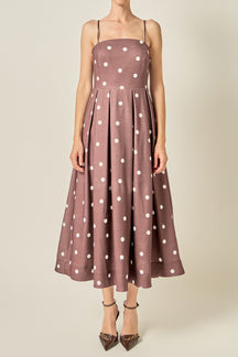 Polka Dot Fit & Flare Midi Dress