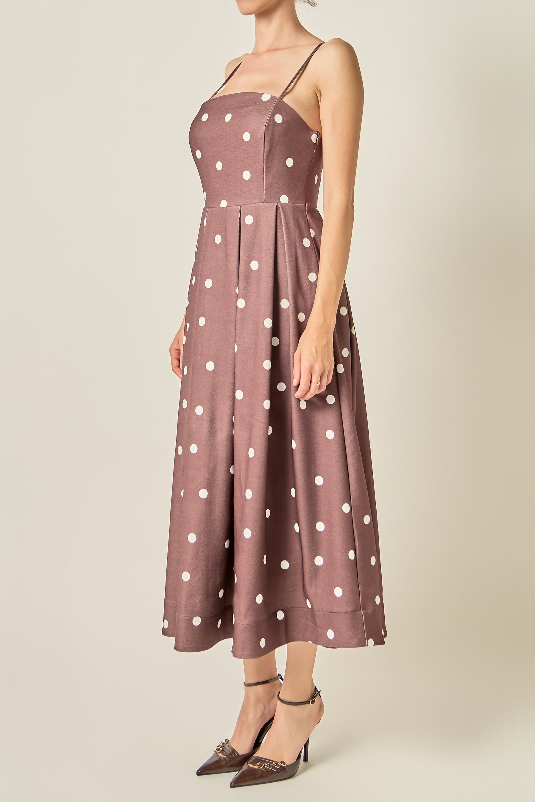 Polka Dot Fit & Flare Midi Dress