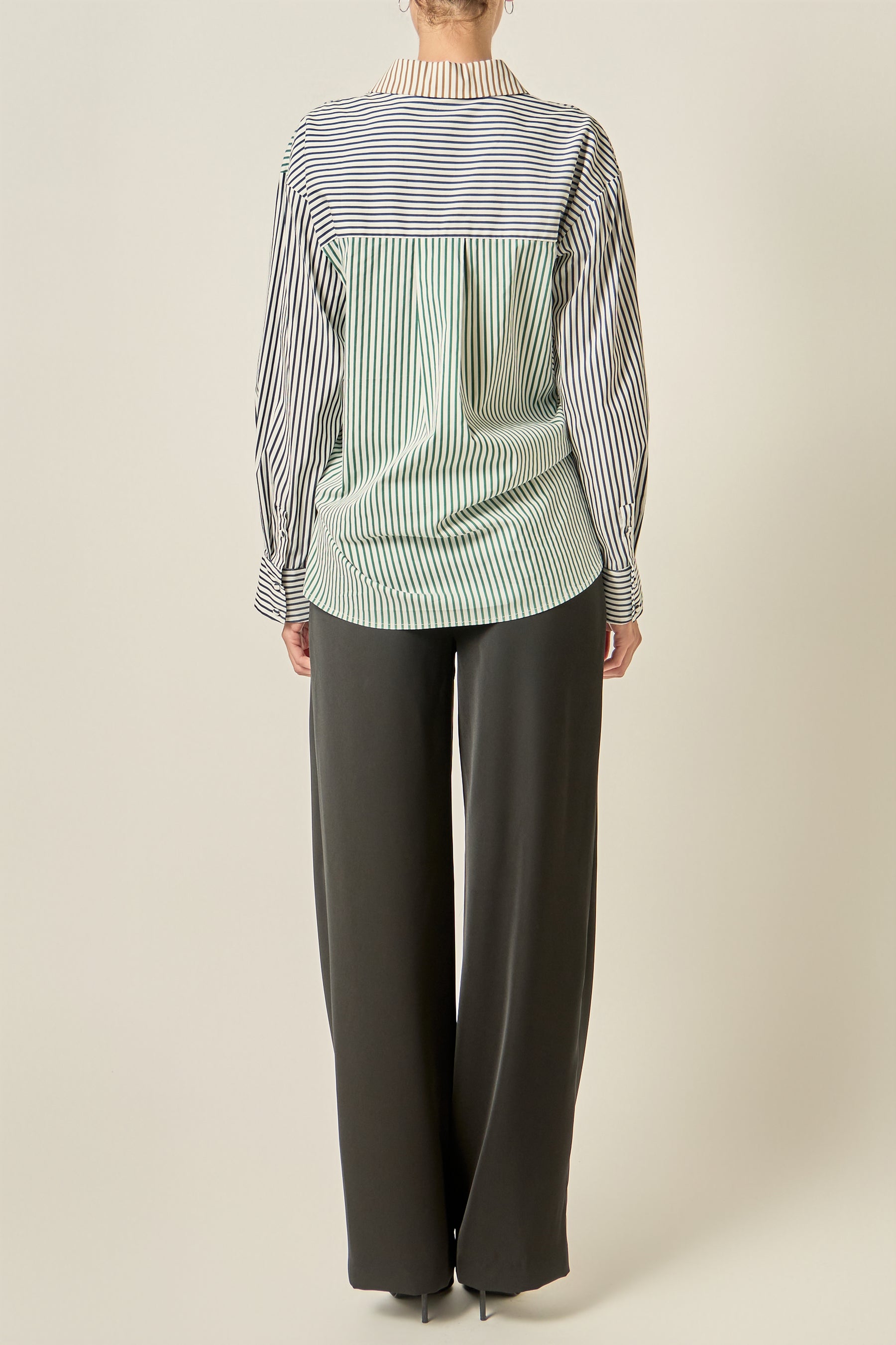 Colorblock Stripe Button-Up Shirt